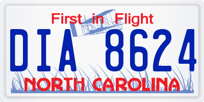 NC license plate DIA8624