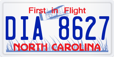 NC license plate DIA8627