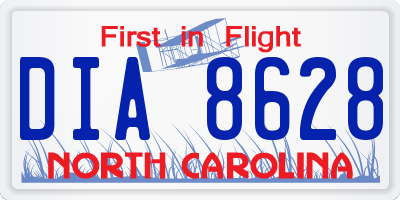 NC license plate DIA8628