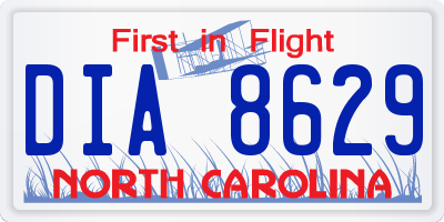 NC license plate DIA8629