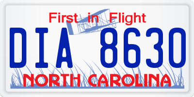NC license plate DIA8630
