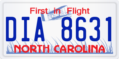 NC license plate DIA8631
