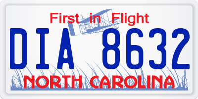 NC license plate DIA8632
