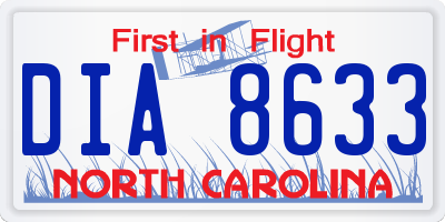 NC license plate DIA8633