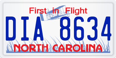 NC license plate DIA8634