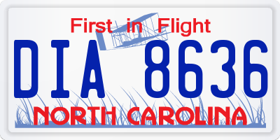 NC license plate DIA8636