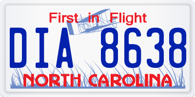 NC license plate DIA8638