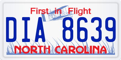 NC license plate DIA8639