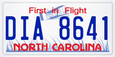 NC license plate DIA8641