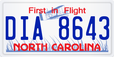 NC license plate DIA8643