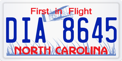 NC license plate DIA8645