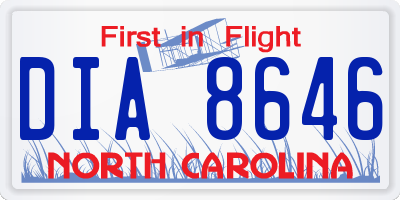 NC license plate DIA8646