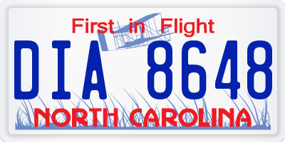 NC license plate DIA8648