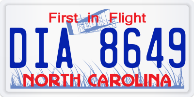 NC license plate DIA8649
