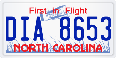 NC license plate DIA8653