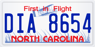 NC license plate DIA8654