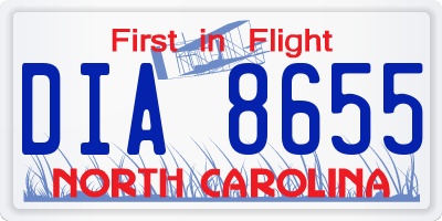 NC license plate DIA8655