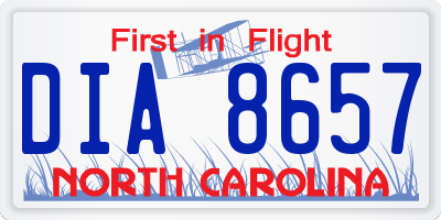 NC license plate DIA8657