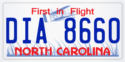 NC license plate DIA8660