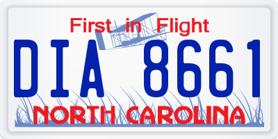 NC license plate DIA8661