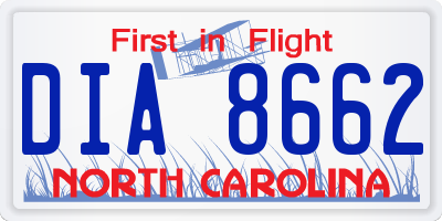 NC license plate DIA8662