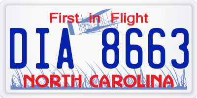 NC license plate DIA8663