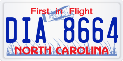 NC license plate DIA8664