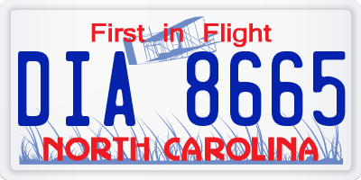 NC license plate DIA8665