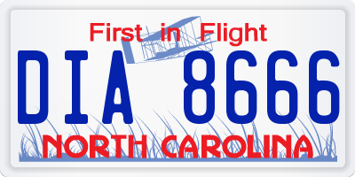 NC license plate DIA8666