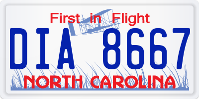 NC license plate DIA8667