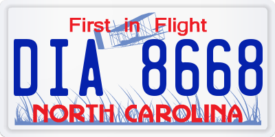 NC license plate DIA8668