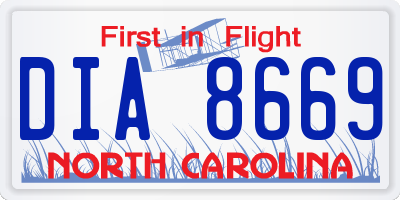 NC license plate DIA8669