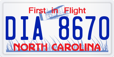 NC license plate DIA8670
