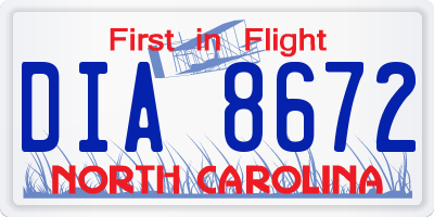 NC license plate DIA8672
