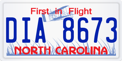 NC license plate DIA8673