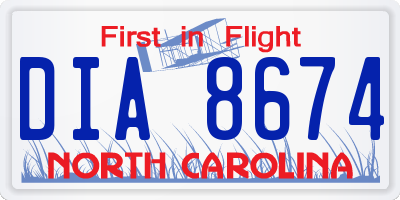 NC license plate DIA8674