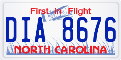 NC license plate DIA8676