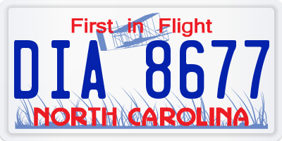 NC license plate DIA8677