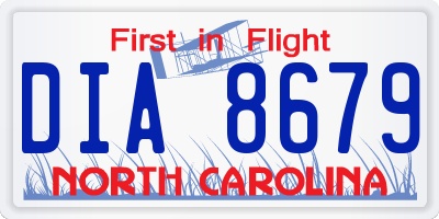 NC license plate DIA8679