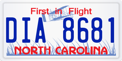 NC license plate DIA8681
