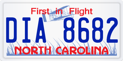 NC license plate DIA8682