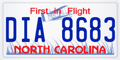 NC license plate DIA8683
