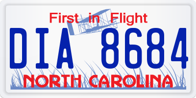 NC license plate DIA8684