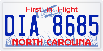 NC license plate DIA8685