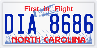 NC license plate DIA8686