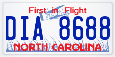 NC license plate DIA8688