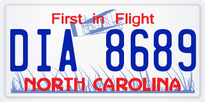 NC license plate DIA8689