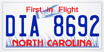 NC license plate DIA8692