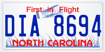 NC license plate DIA8694