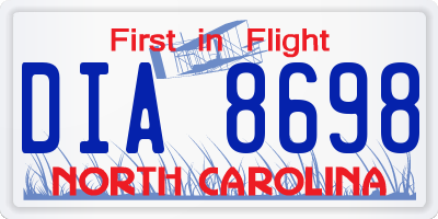 NC license plate DIA8698